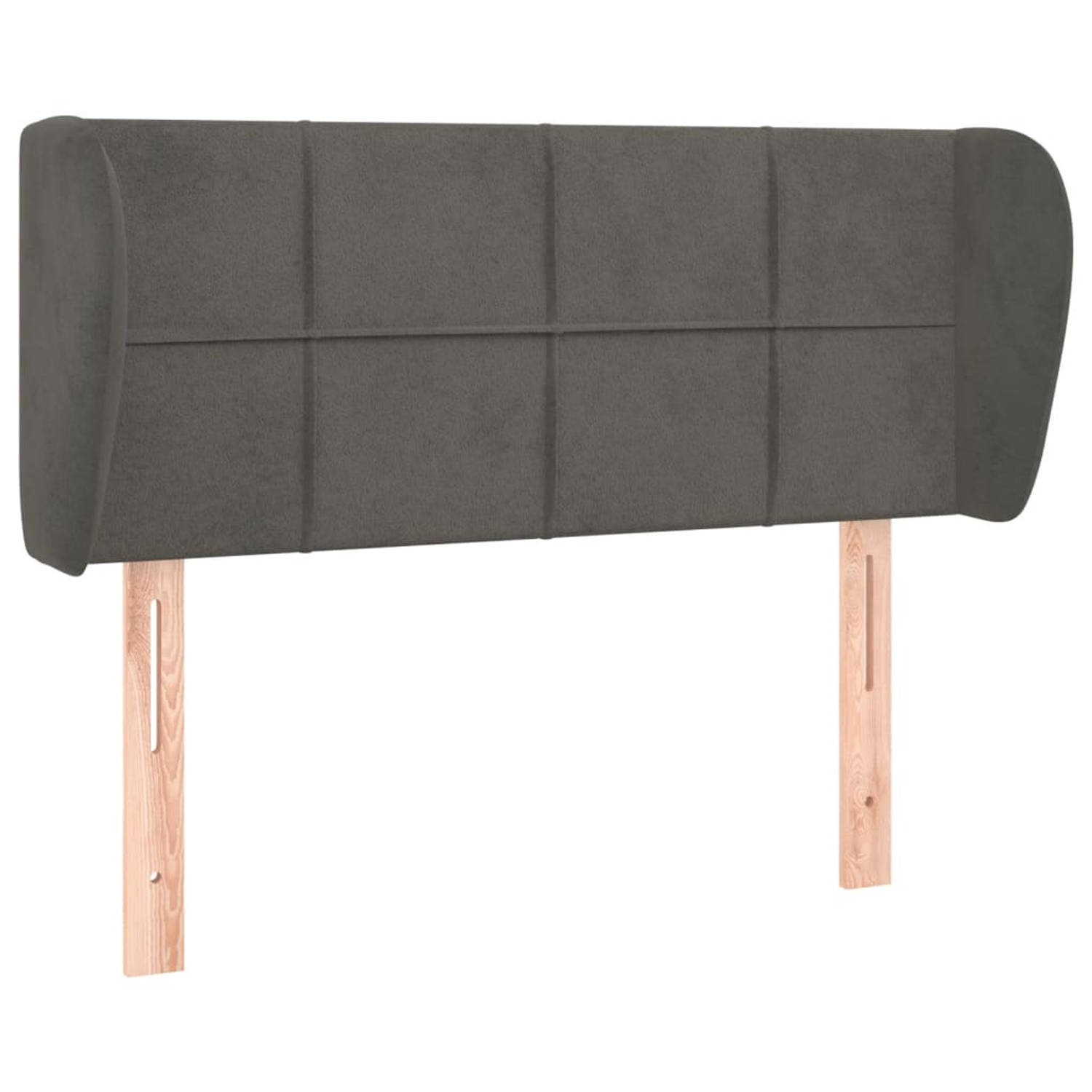 The Living Store Hoofdbord met randen 103x23x78/88 cm fluweel donkergrijs - Bedonderdeel