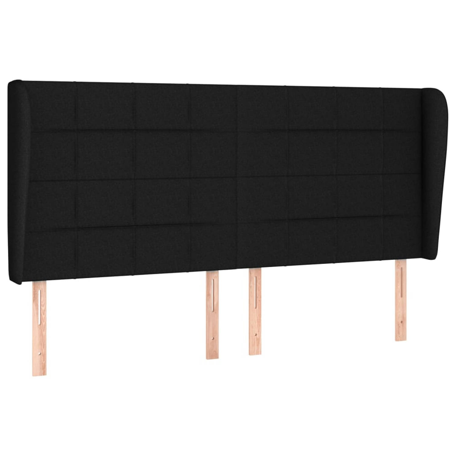 The Living Store Hoofdbord met randen 183x23x118/128 cm stof zwart - Bedonderdeel