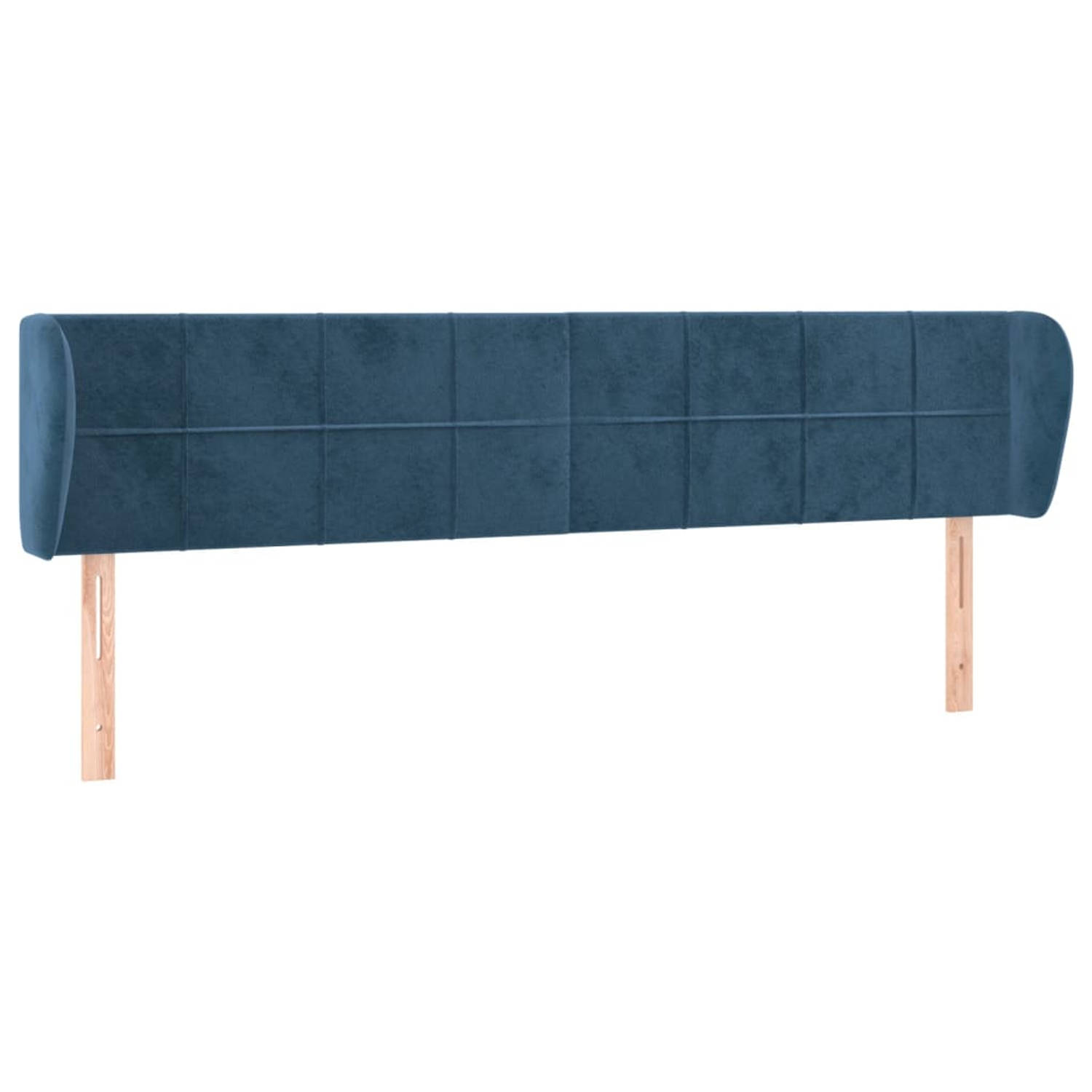 The Living Store Donkerblauw Hoofdeind Bed - 183x23x78/88 cm - Zachte fluwelen stof - Stevige houten poten - Verstelbare hoogte - Complete uitstraling - Comfortabele ondersteuning