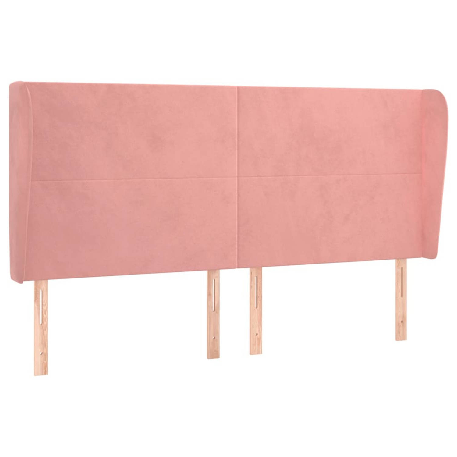 The Living Store Hoofdbord - Hoofd einde roze fluweel - 163x23x118/128cm - verstelbare hoogte - Stevige poten - Comfortabele ondersteuning