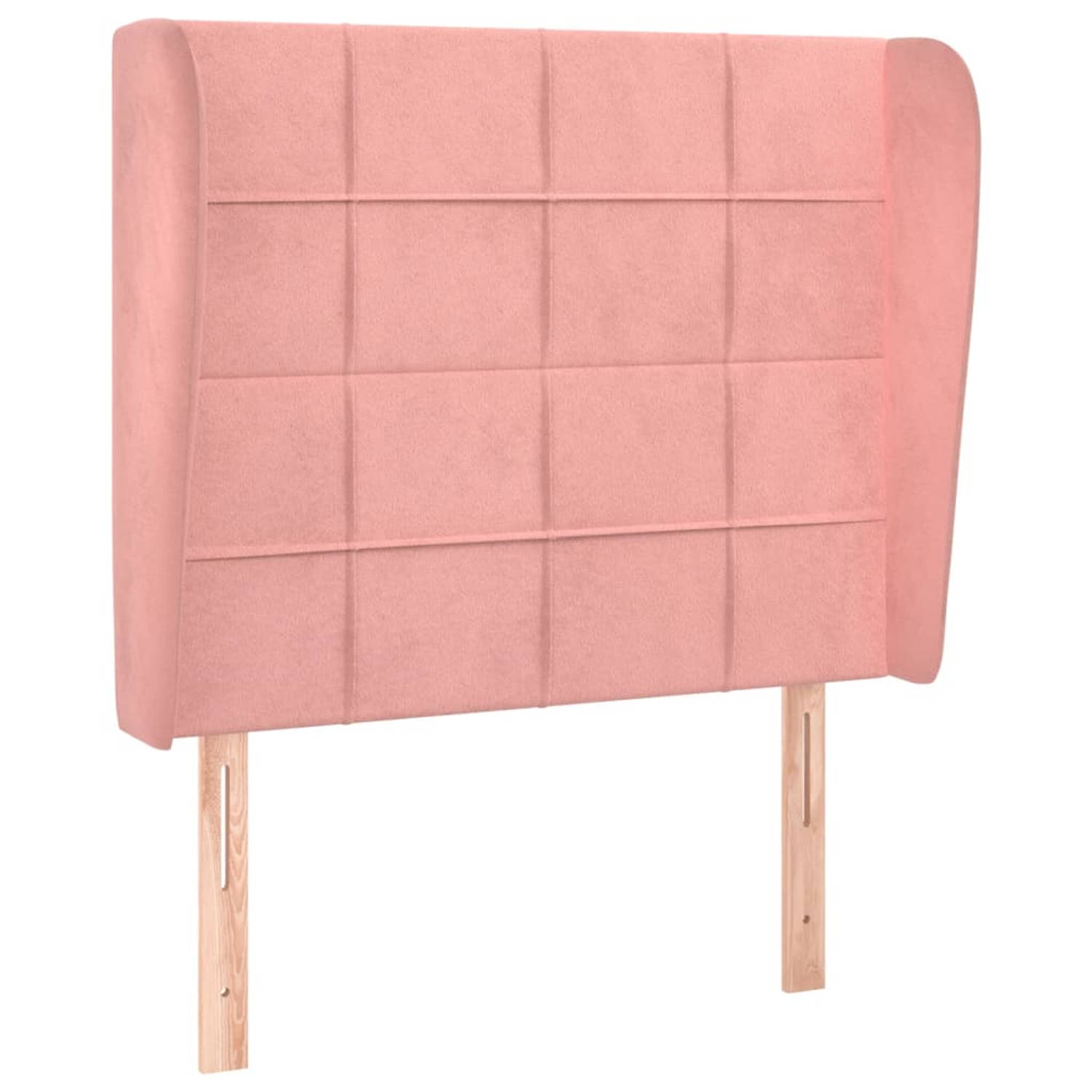 The Living Store Hoofdbord met randen 103x23x118/128 cm fluweel roze - Bedonderdeel