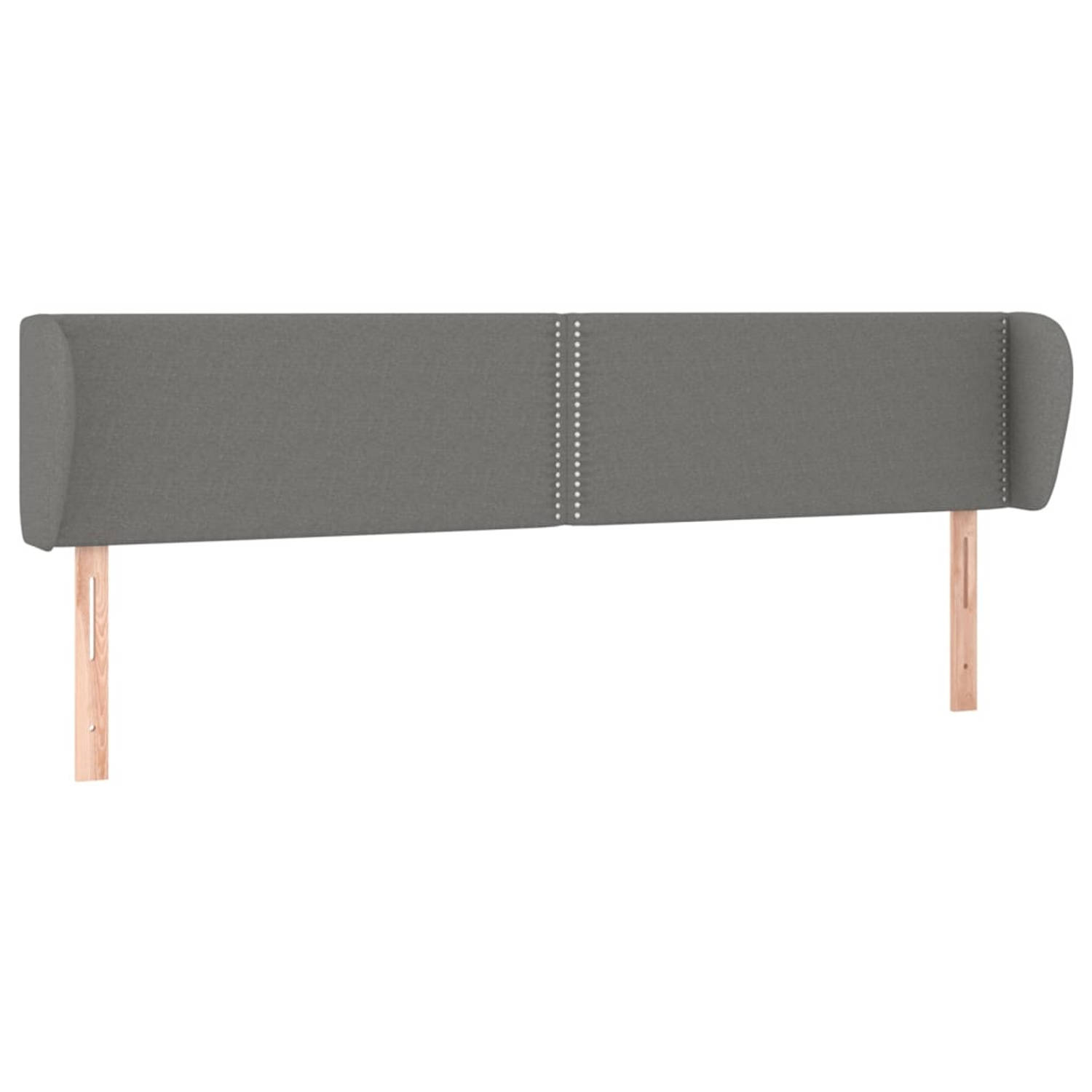 The Living Store Hoofdbord - Hoofdplank donkergrijs - Verstelbaar - Ademend en duurzaam - Stevige poten - Klassiek design - Inclusief handleiding - 203 x 23 x 78/88 cm