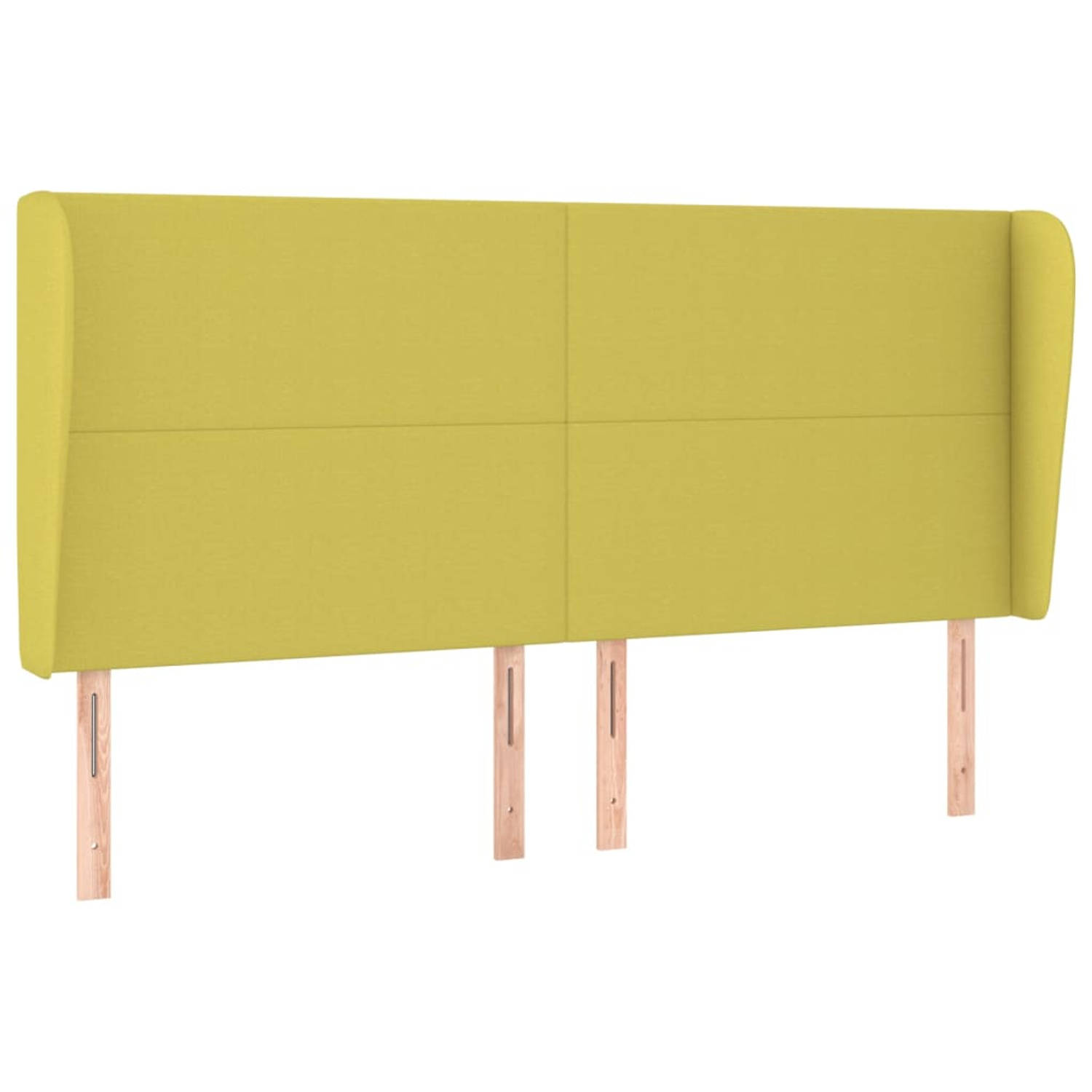 The Living Store Hoofdbord met randen 203x23x118/128 cm stof groen - Bedonderdeel