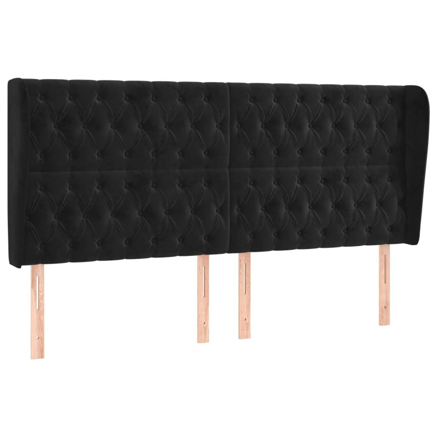 The Living Store Hoofdbord - 183x23x118/128 cm - Zwart velvet