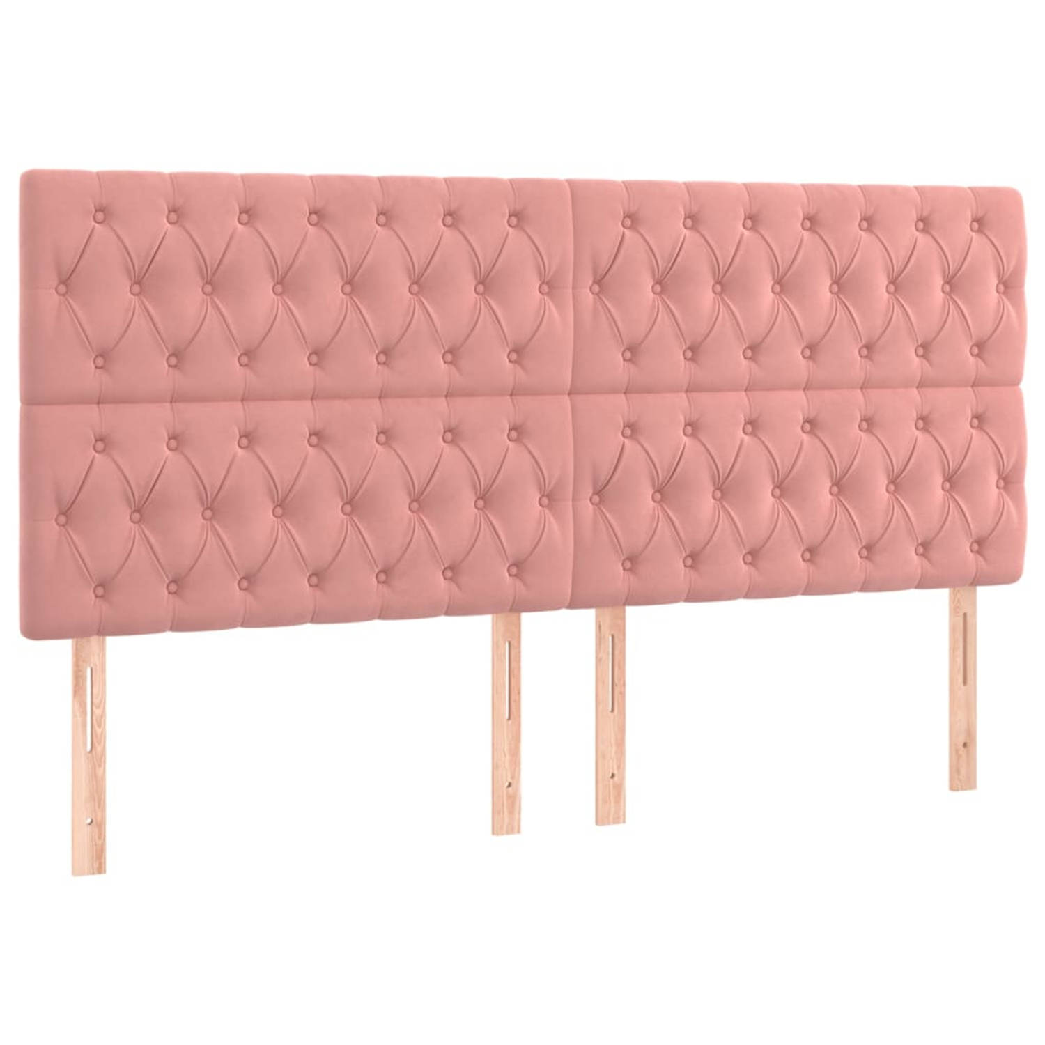 The Living Store Hoofdbord - 180x7x118/128cm - Zacht Fluweel Roze