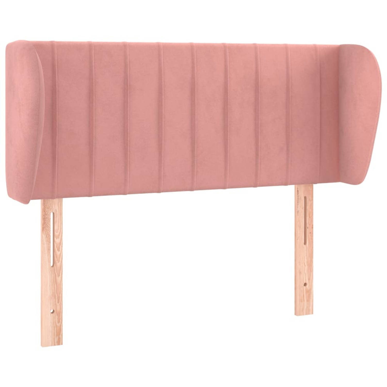 The Living Store Hoofdbord - Klassiek - Bedmeubels - Afmeting- 103 x 23 x 78/88 cm - Ken- Zacht fluweel - Kleur- roze - Materiaal- Stof - hout - larikshout - The Living Store