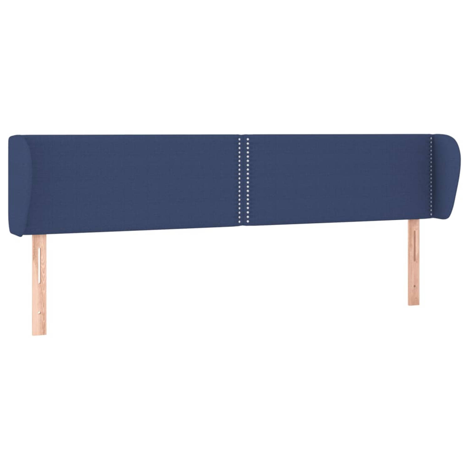 The Living Store Hoofdbord met randen 203x23x78/88 cm stof blauw - Bedonderdeel