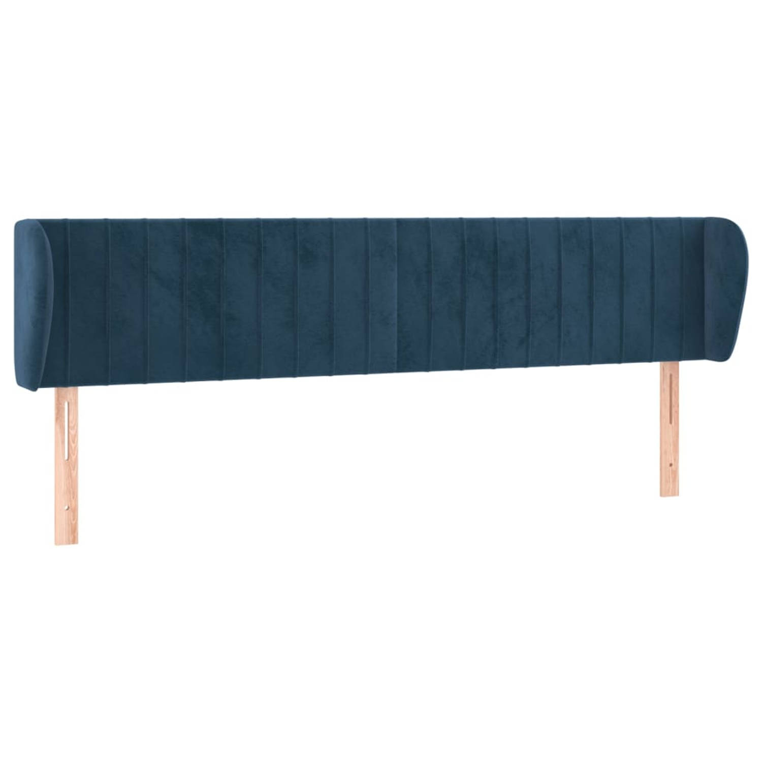 The Living Store Klassiek Hoofdbord - Fluweel - Stevige Poten - Verstelbare Hoogte - Comfortabele Ondersteuning - Donkerblauw - 203 x 23 x 78/88 cm