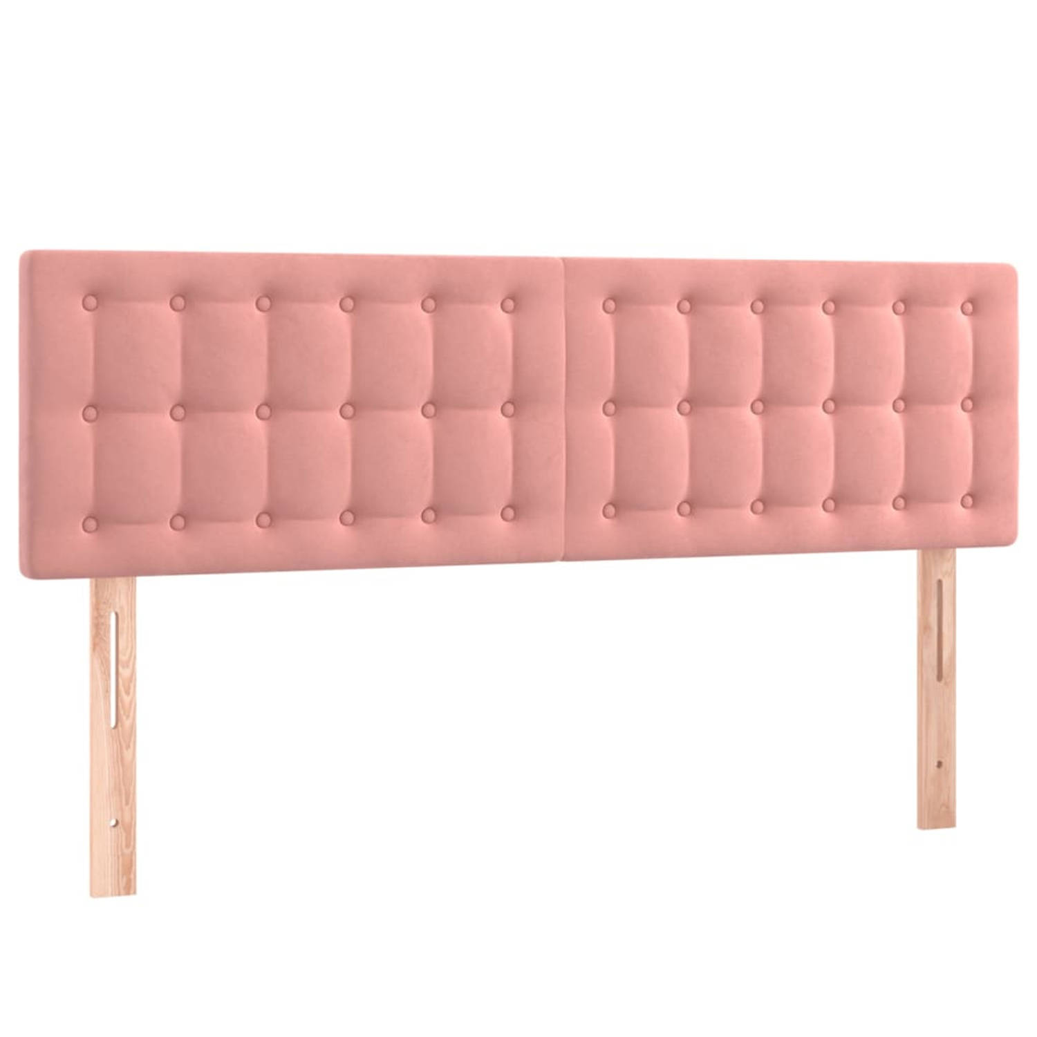 The Living Store Hoofdbord (Roze) - Set van 2 - 144 x 5 x 78/88 cm - Verstelbare Hoogte - Fluweel