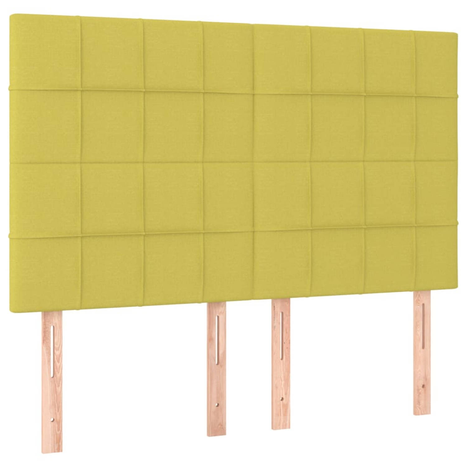 The Living Store Hoofdbord Groen Stof - 144x5x118/128 cm - Verstelbare Hoogte - Duurzaam Materiaal - Stevige Poten