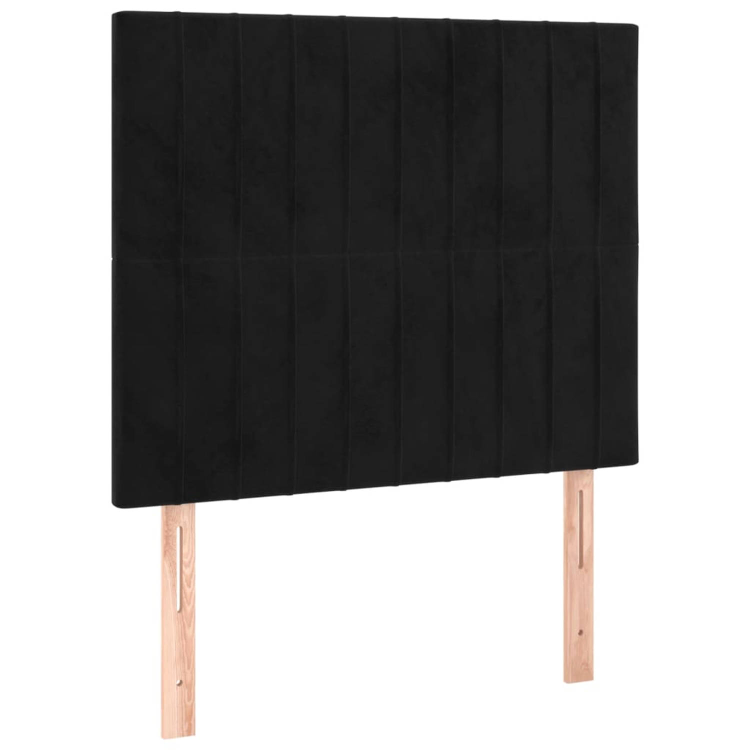 The Living Store - Hoofdbord - Zwart - 90 x 5 x 118/128 cm - Fluweel - Stabiele poten - Verstelbare hoogte