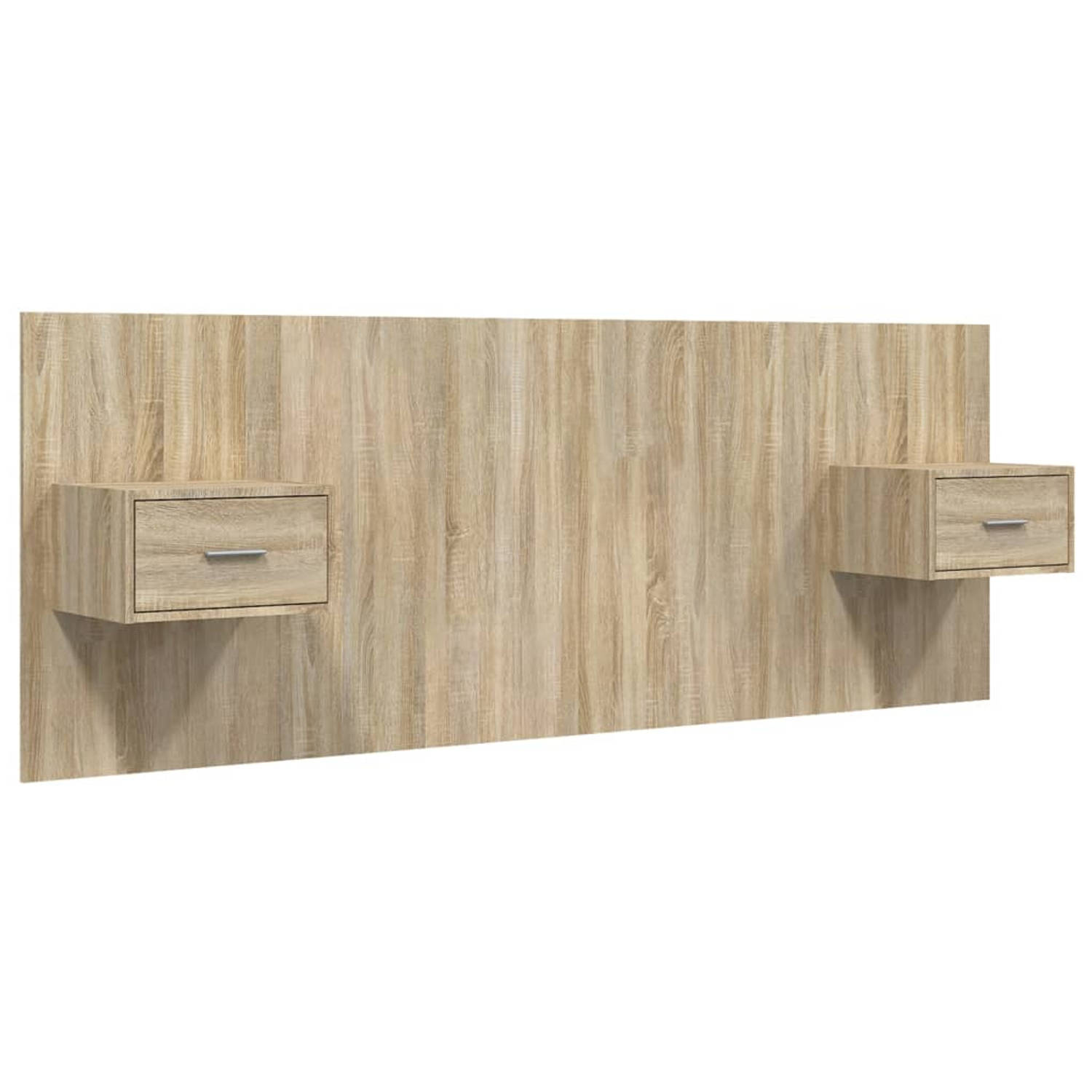 The Living Store Hoofdbord met kastjes bewerkt hout sonoma eikenkleurig - Bedonderdeel