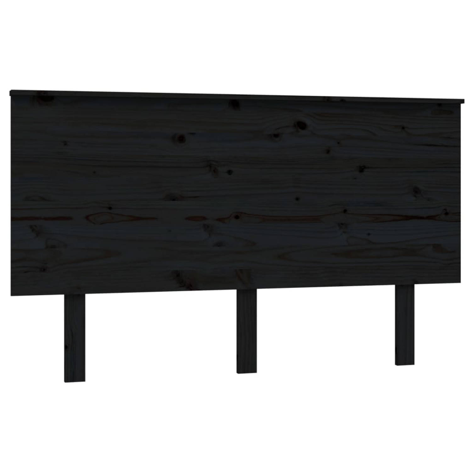 The Living Store Hoofdbord 139x6x82-5 cm massief grenenhout zwart - Bedonderdeel