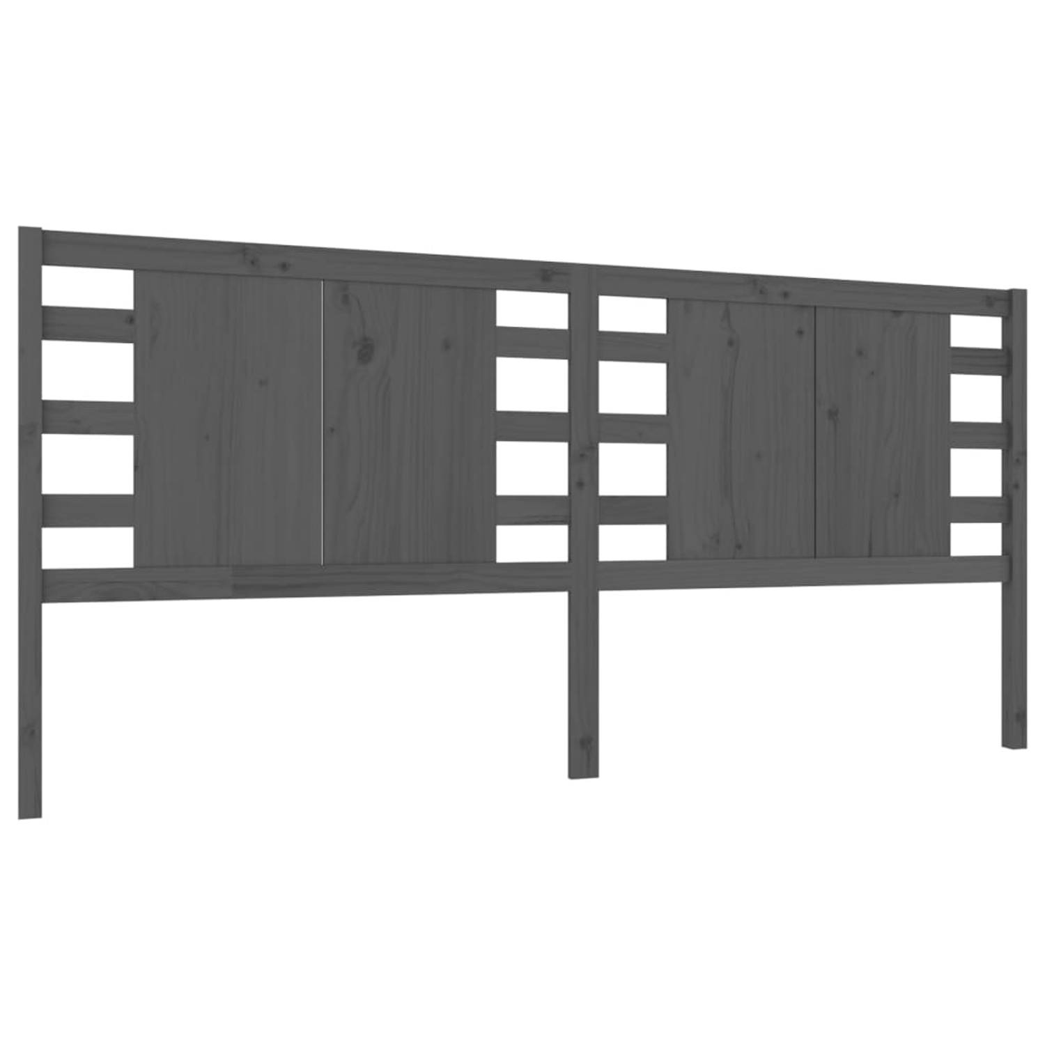 The Living Store Hoofdbord 126x4x100 cm massief grenenhout grijs - Bedonderdeel