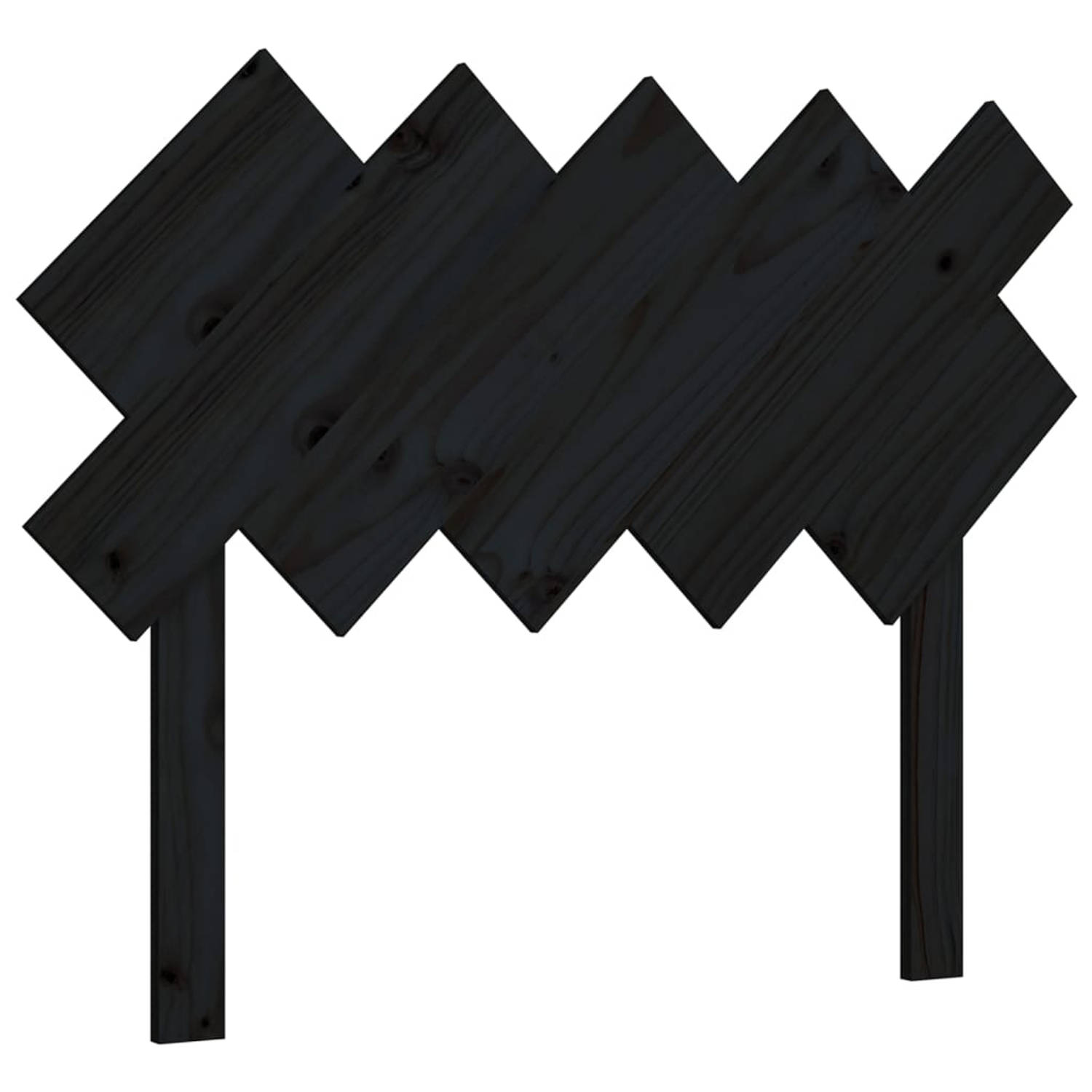 The Living Store Hoofdbord 104x3x80-5 cm massief grenenhout zwart - Bedonderdeel