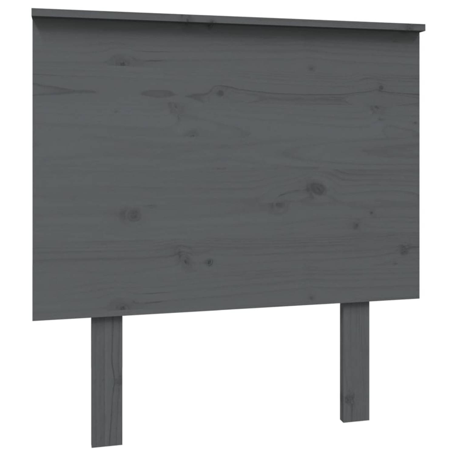 The Living Store Hoofdbord 79x6x82-5 cm massief grenenhout grijs - Bedonderdeel
