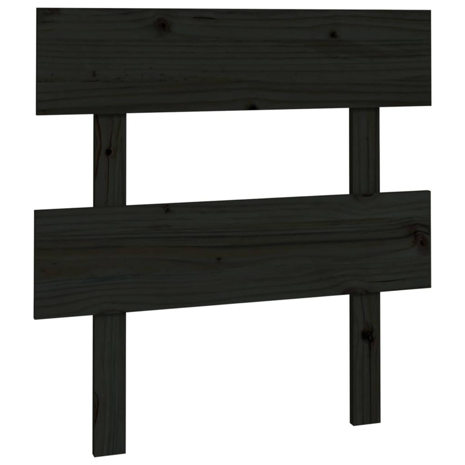 The Living Store Hoofdbord 103-5x3x81 cm massief grenenhout zwart - Bedonderdeel
