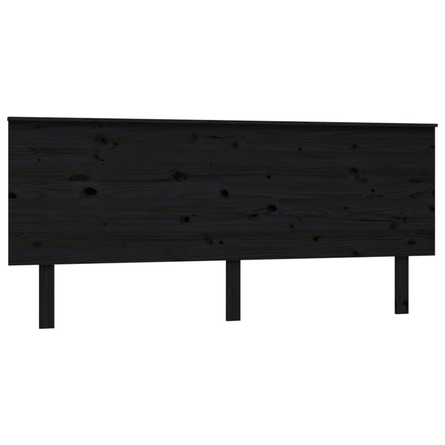 The Living Store Hoofdbord 184x6x82-5 cm massief grenenhout zwart - Bedonderdeel