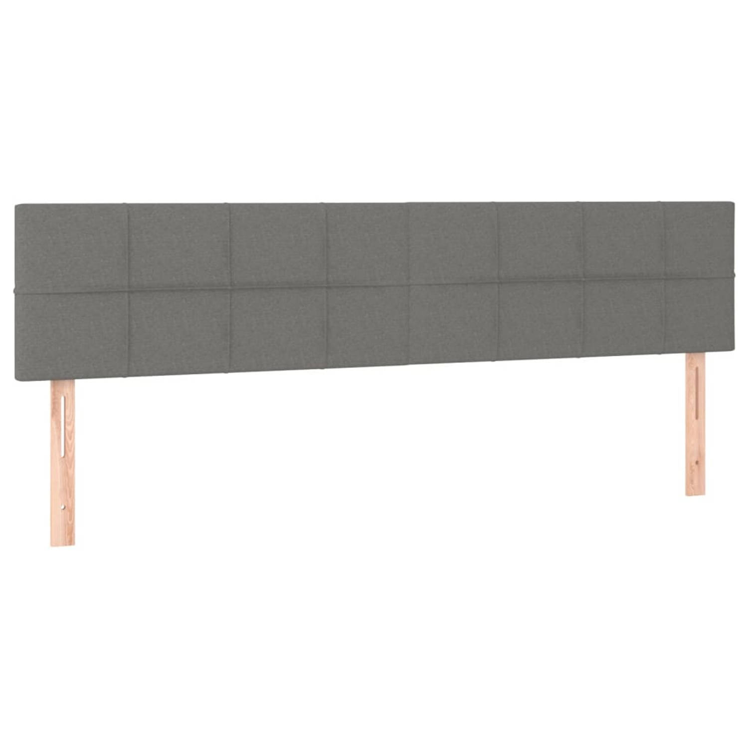 The Living Store Hoofdeind - donkergrijs - stof en hout - 160x5x78/88cm - verstelbare hoogte