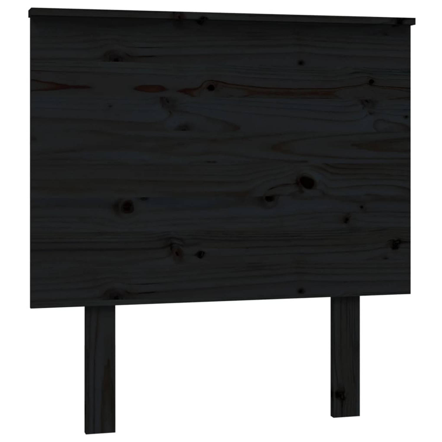 The Living Store Hoofdbord 79x6x82-5 cm massief grenenhout zwart - Bedonderdeel