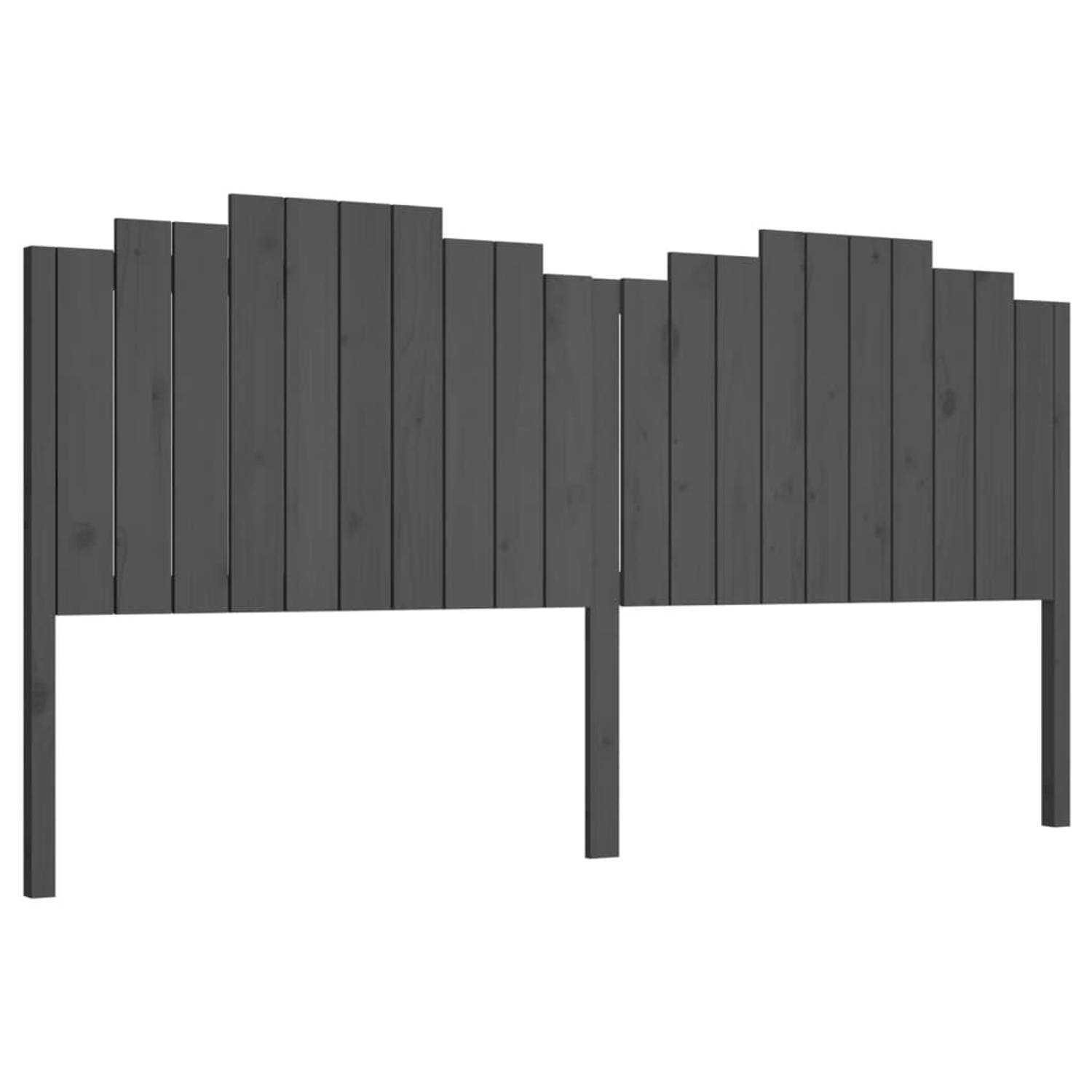 The Living Store Hoofdbord 206x4x110 cm massief grenenhout grijs - Bedonderdeel