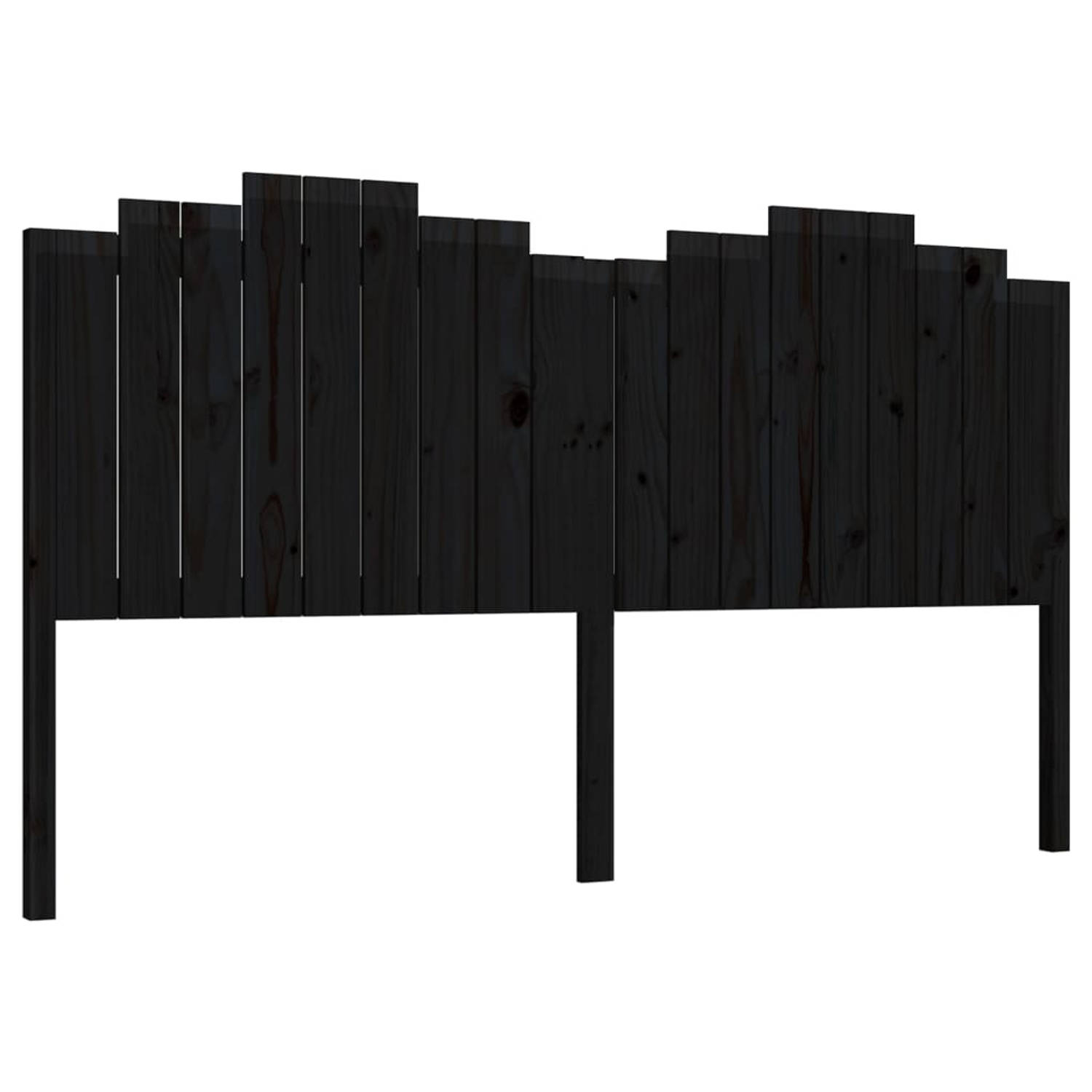 The Living Store Hoofdbord 186x4x110 cm massief grenenhout zwart - Bedonderdeel