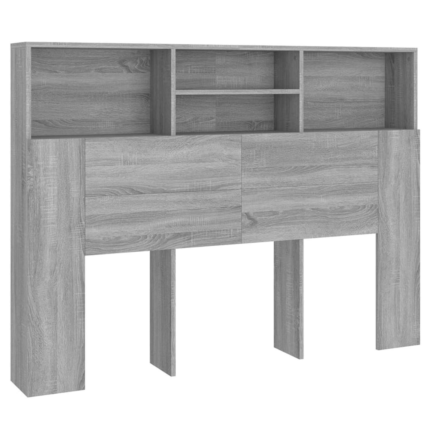 The Living Store Hoofdbordkast - Modern ontwerp - Wandmontage - 140 x 19 x 103.5 cm - Grijs Sonoma eiken