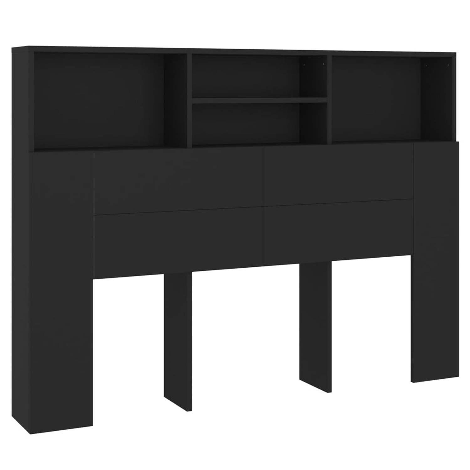 The Living Store Hoofdbordkast 140x19x103-5 cm zwart - Bedonderdeel