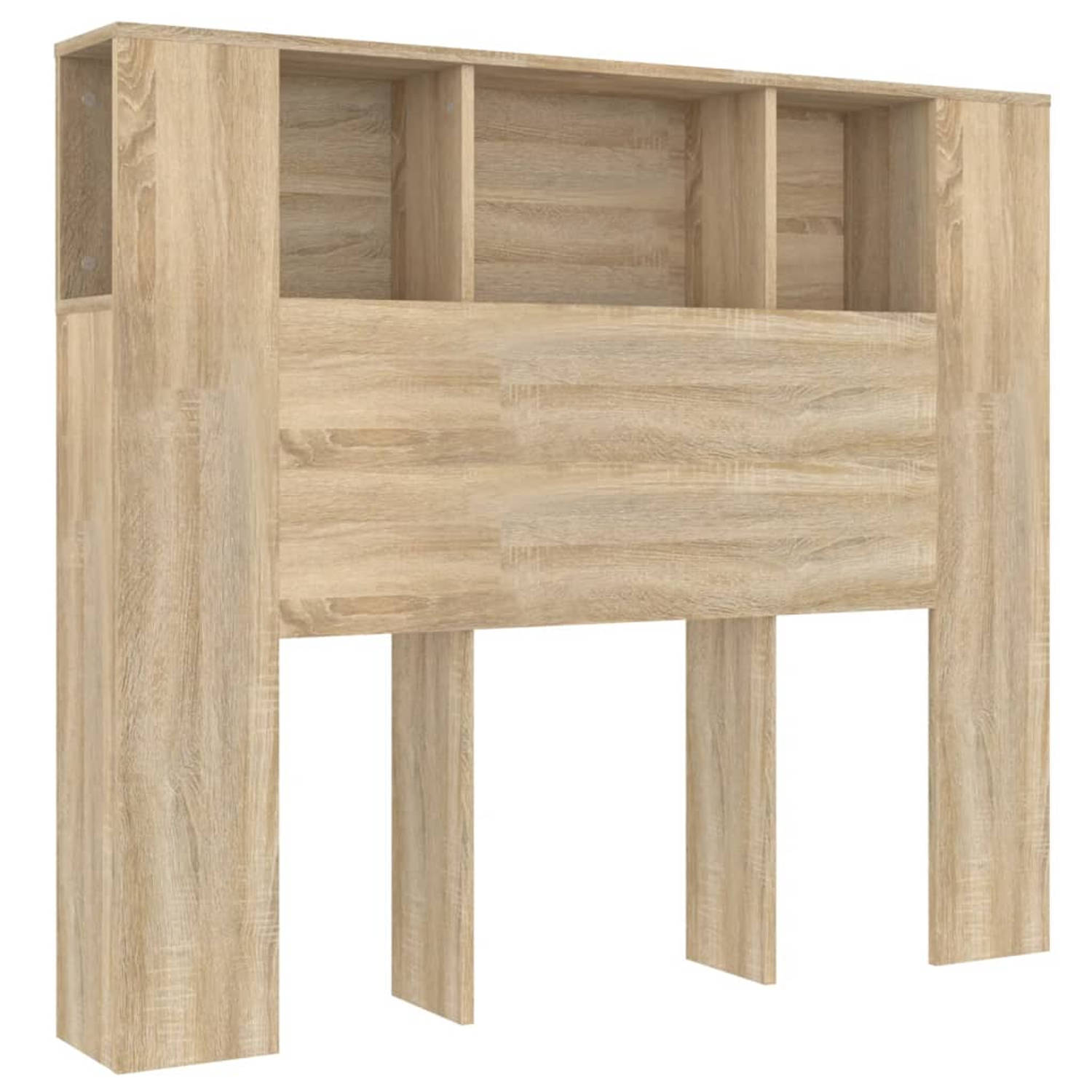 The Living Store Wandhoofdbordkast - Sonoma Eiken - 120 x 18.5 x 104.5 cm - Bewerkt hout - Met 5 vakken