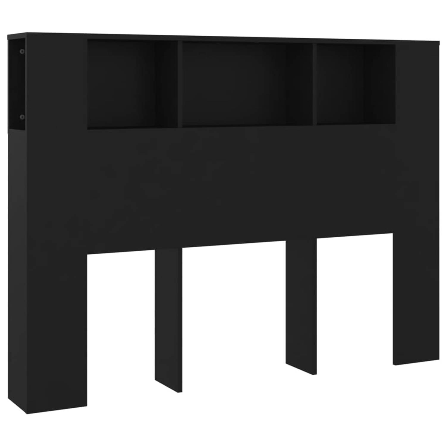 The Living Store Hoofdbordkast 140x18-5x104-5 cm zwart - Bedonderdeel