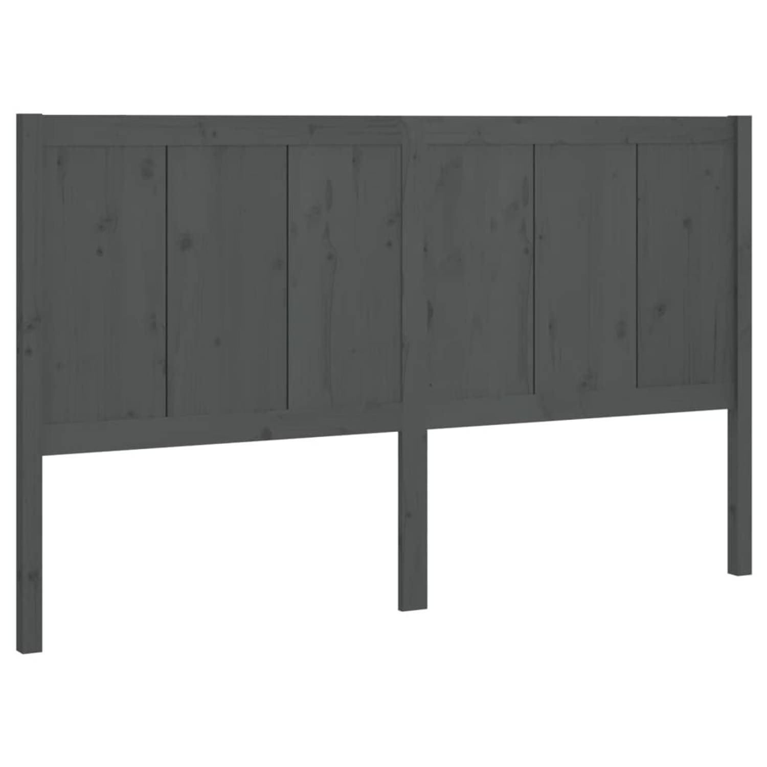 The Living Store Hoofdbord 145-5x4x100 cm massief grenenhout grijs - Bedonderdeel