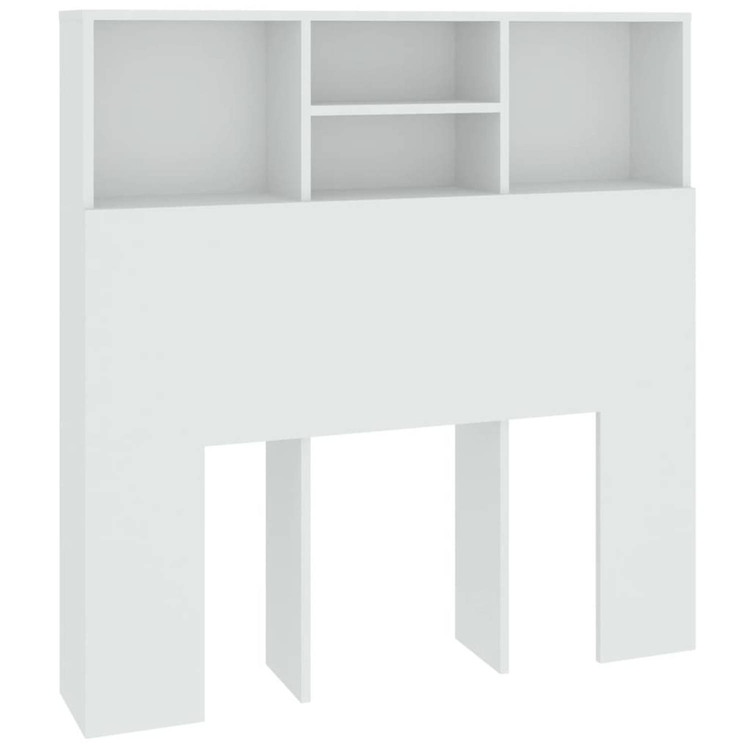 The Living Store Wandhoofdbordkast - 100x19x103.5 cm - Wit - Bewerkt hout