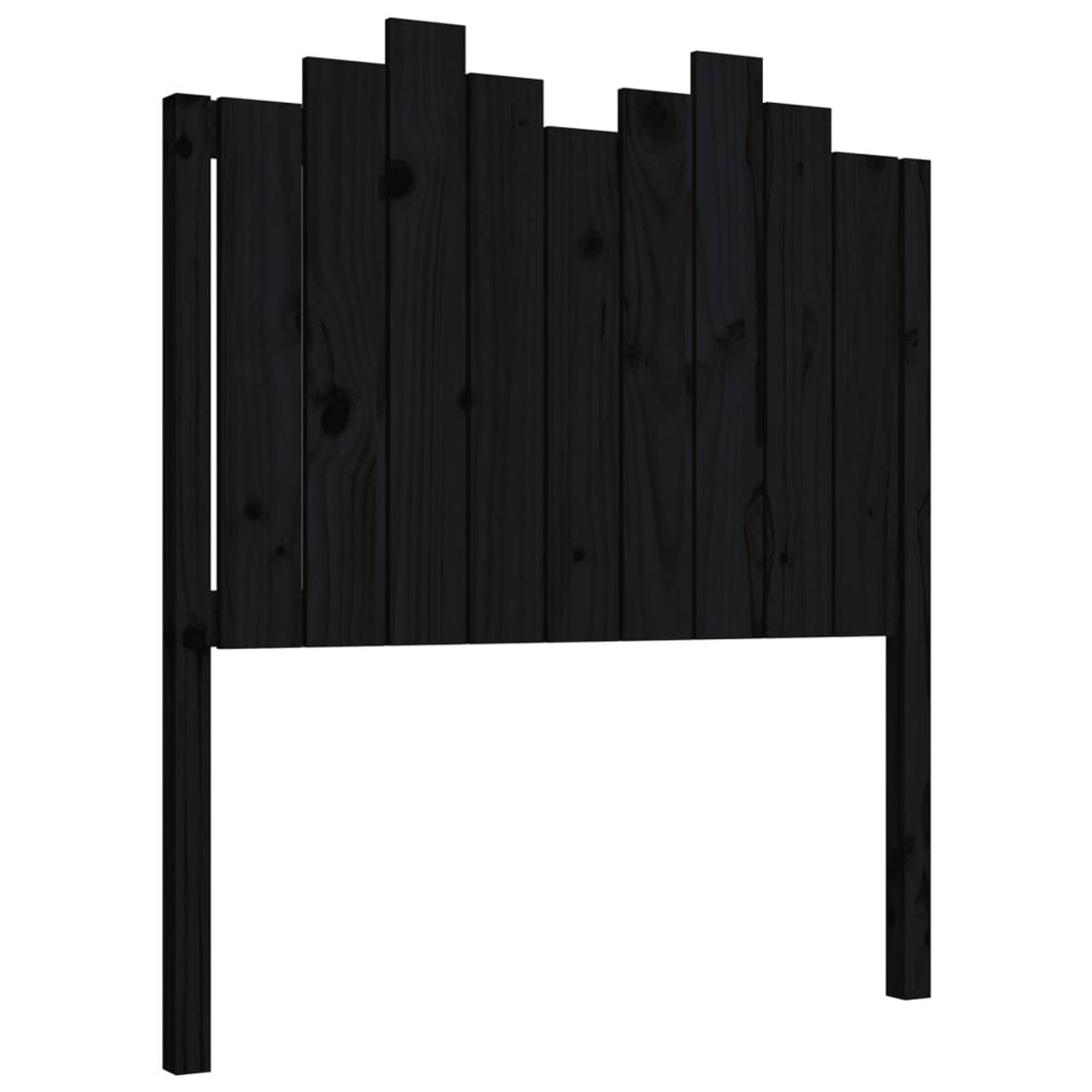 The Living Store Hoofdbord 96x4x110 cm massief grenenhout zwart - Bedonderdeel