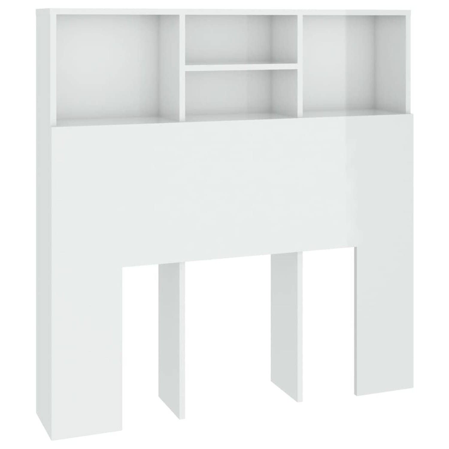 The Living Store Hoofdbordkast 100x19x103-5 cm hoogglans wit - Bedonderdeel