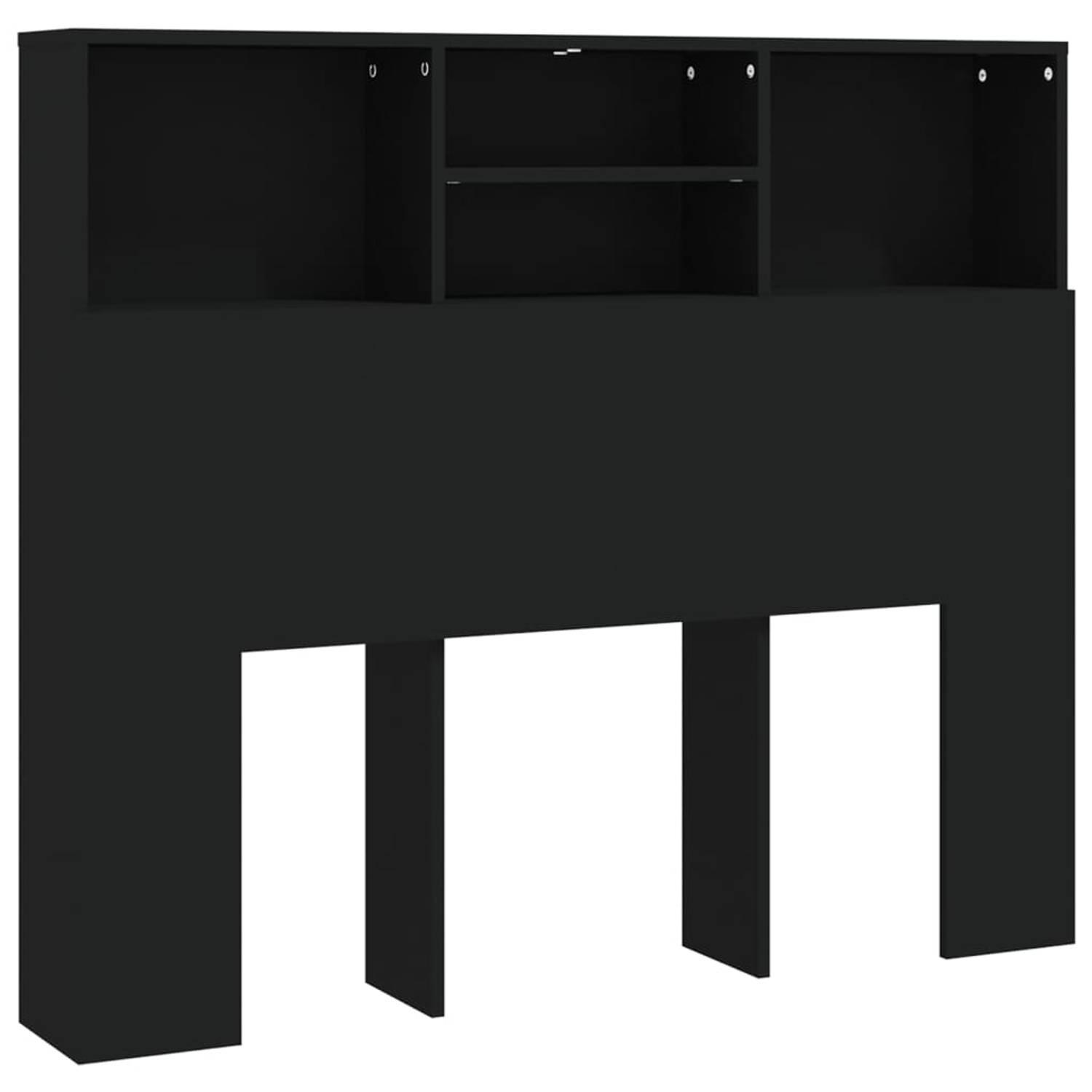 The Living Store Hoofdbordkast 120x19x103-5 cm zwart - Bedonderdeel