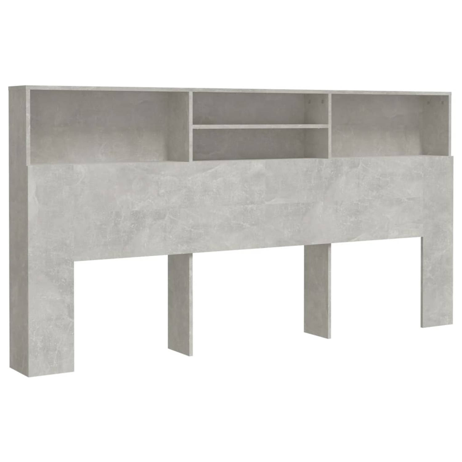 The Living Store Hoofdbordkast - Betongrijs - 200 x 19 x 103.5 cm - Stevig frame