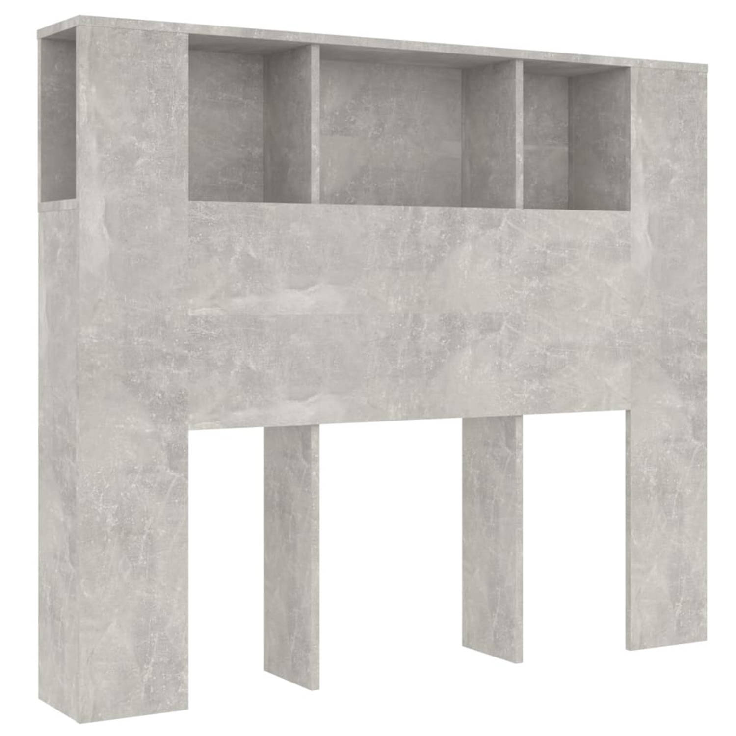 The Living Store Hoofdbordkast 120x18-5x104-5 cm betongrijs - Bedonderdeel