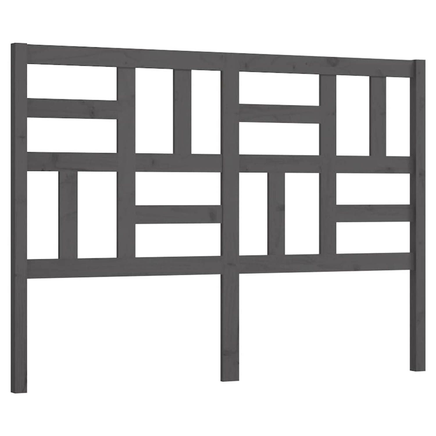 The Living Store Hoofdbord 166x4x104 cm massief grenenhout grijs - Bedonderdeel