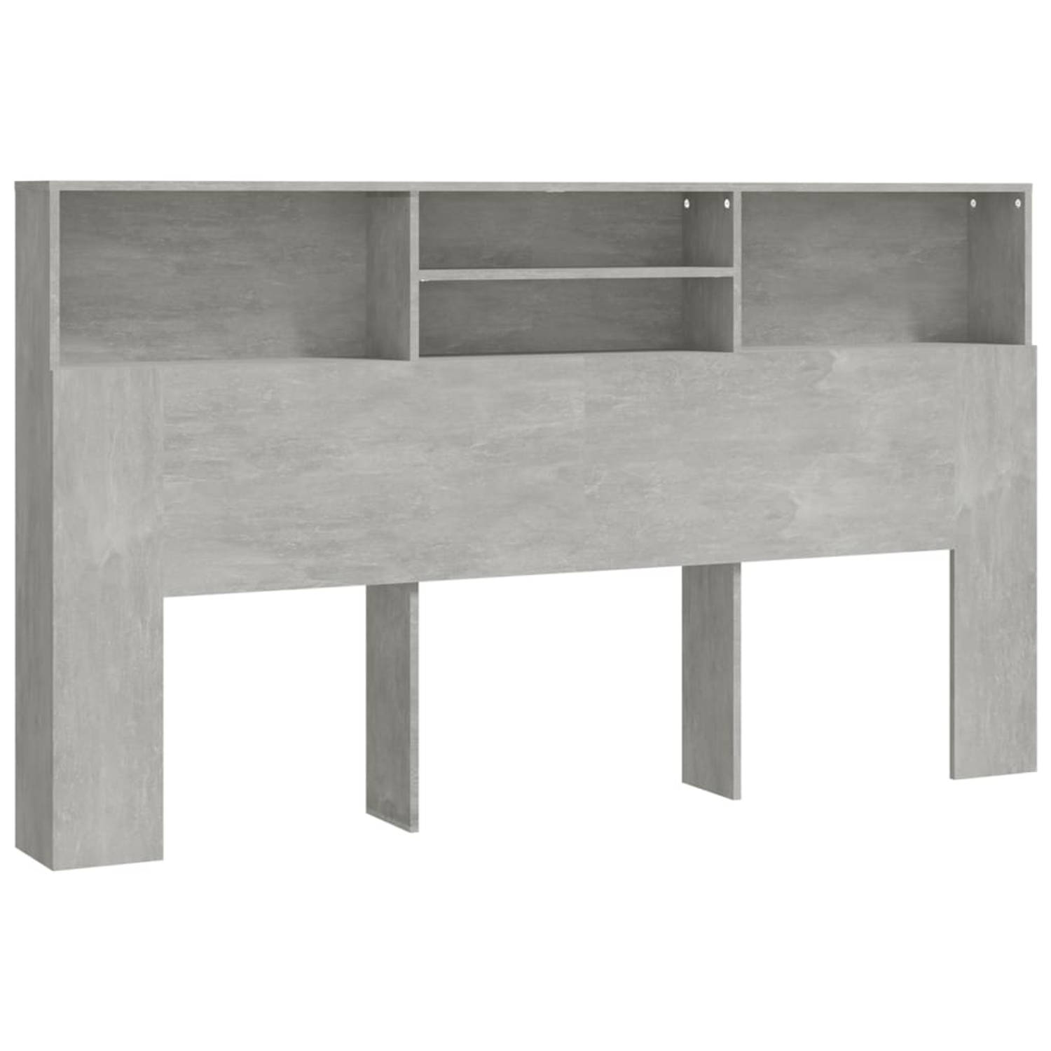 The Living Store Wandhoofdbordkast - Betongrijs - 180 x 19 x 103.5 cm - Bewerkt hout