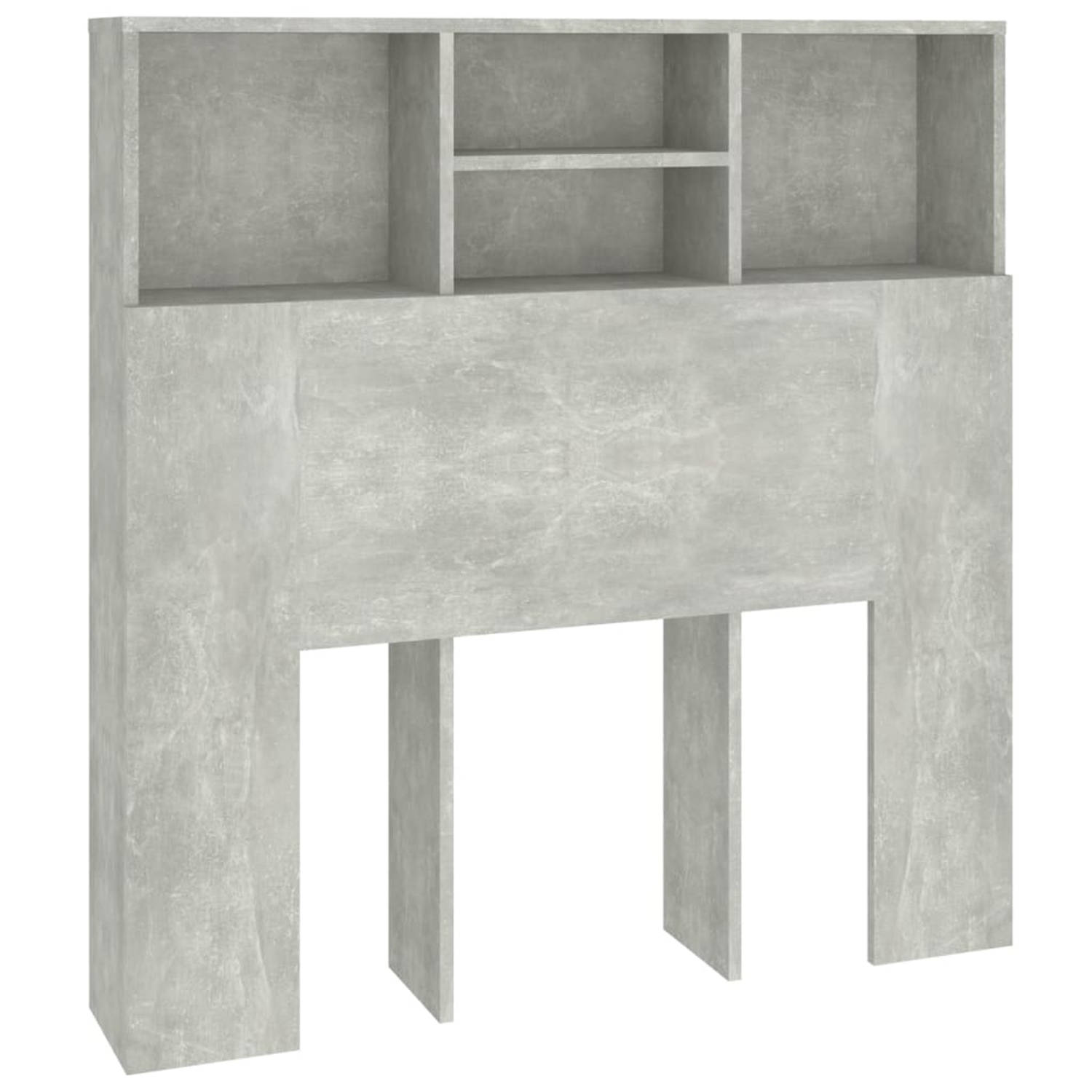 The Living Store Hoofdbordkast 100x19x103-5 cm betongrijs - Bedonderdeel