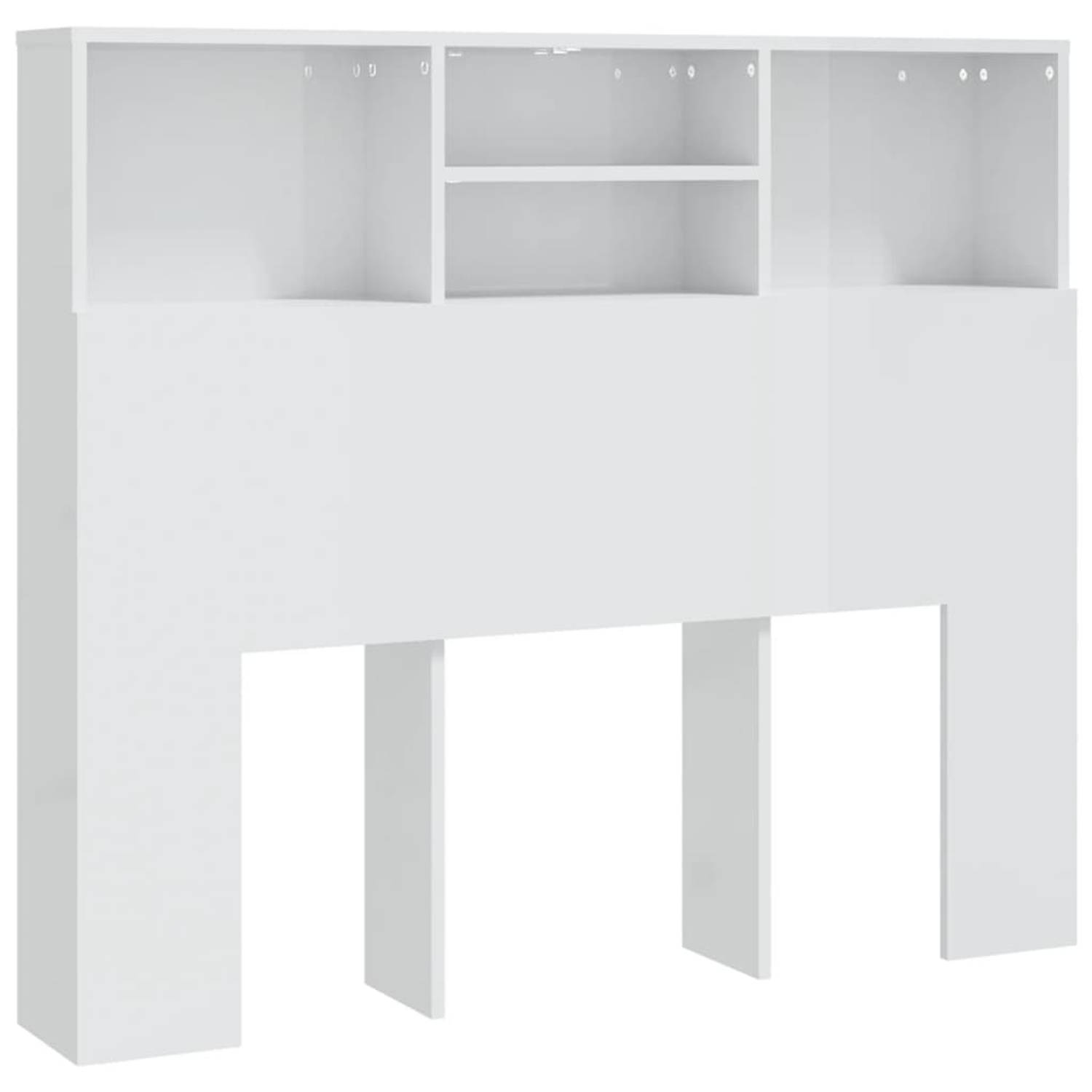 The Living Store Hoofdbordkast 120x19x103-5 cm hoogglans wit - Bedonderdeel