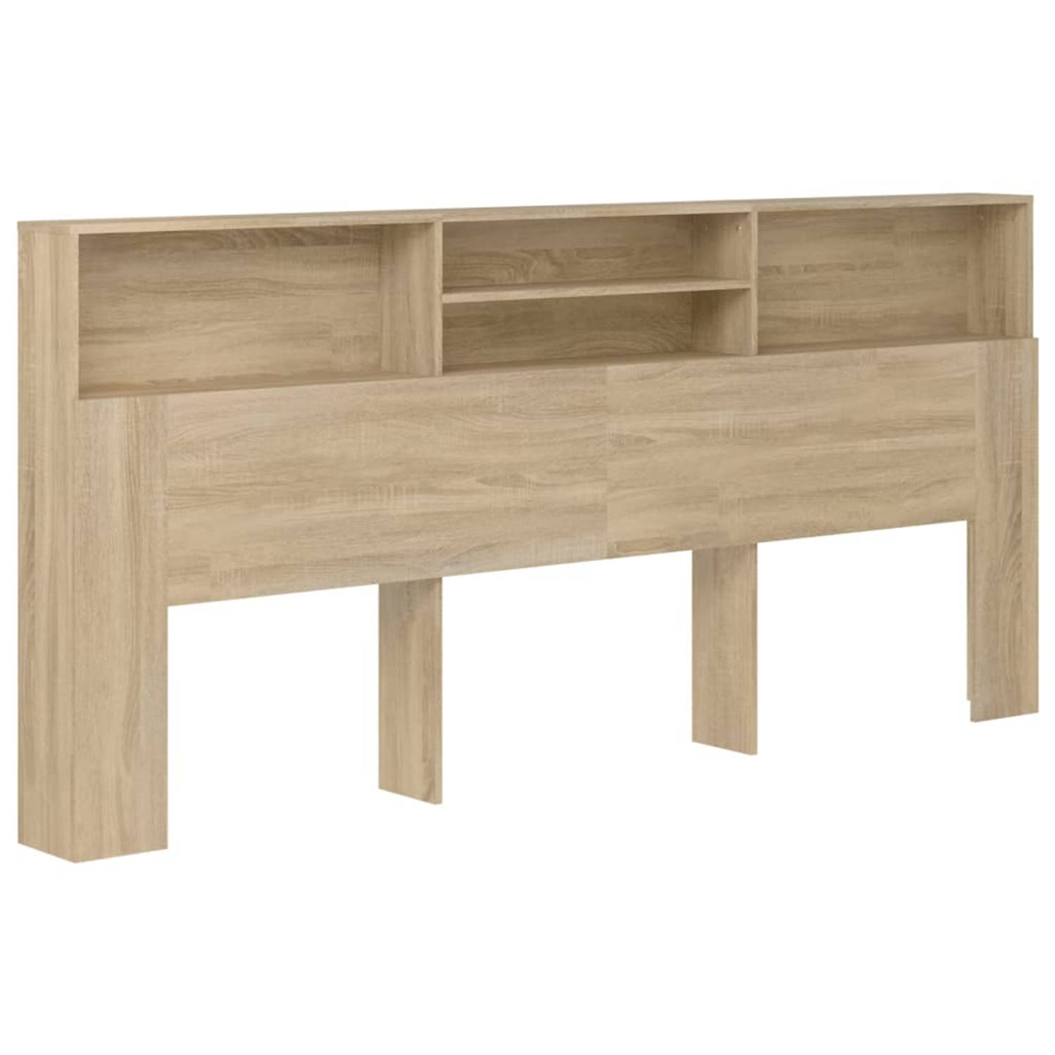 The Living Store Hoofdbordkast 220x19x103-5 cm sonoma eikenkleurig - Bedonderdeel