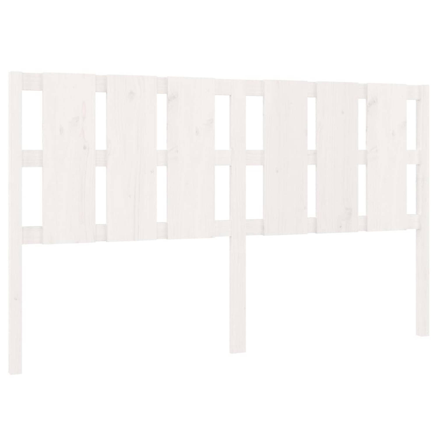 The Living Store Hoofdbord 185-5x4x100 cm massief grenenhout wit - Bedonderdeel