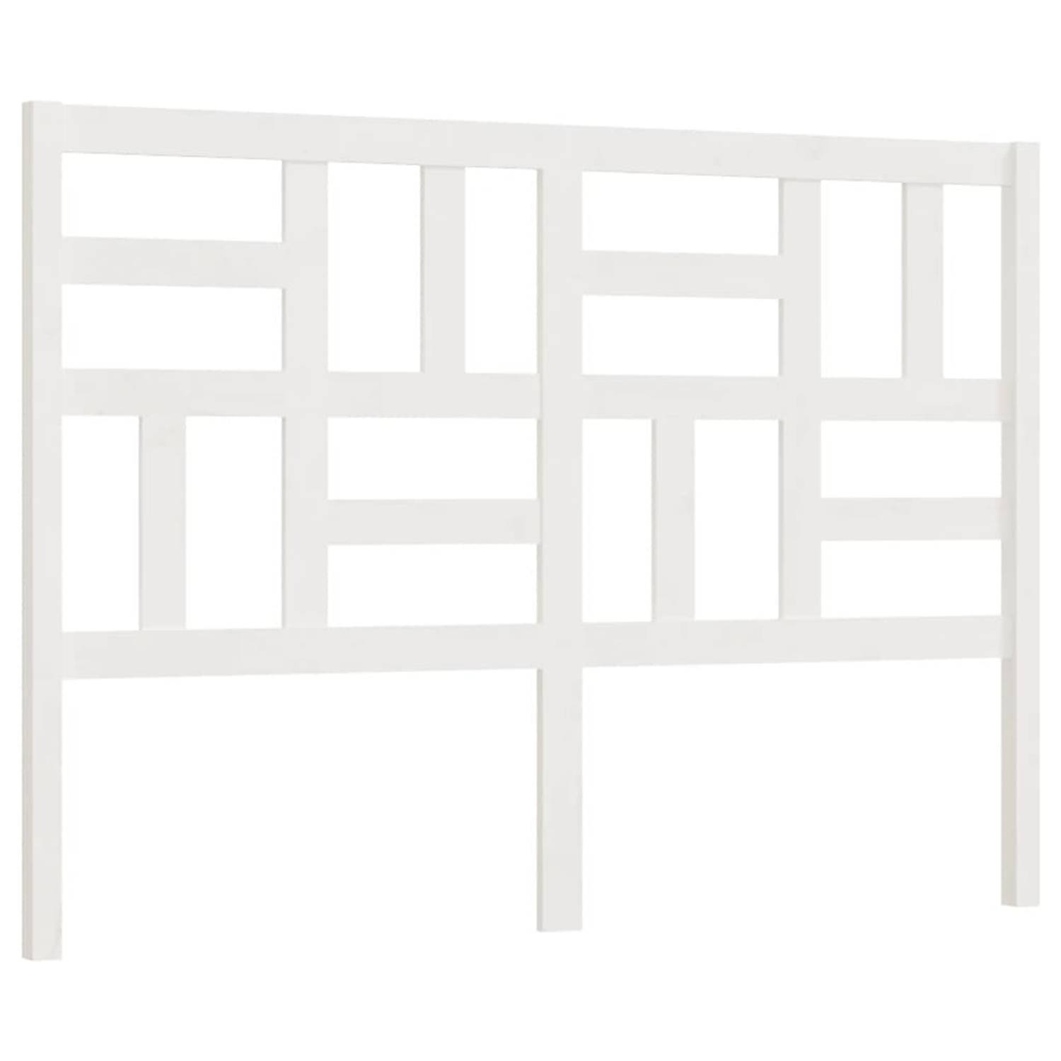 The Living Store Hoofdbord 166x4x104 cm massief grenenhout wit - Bedonderdeel
