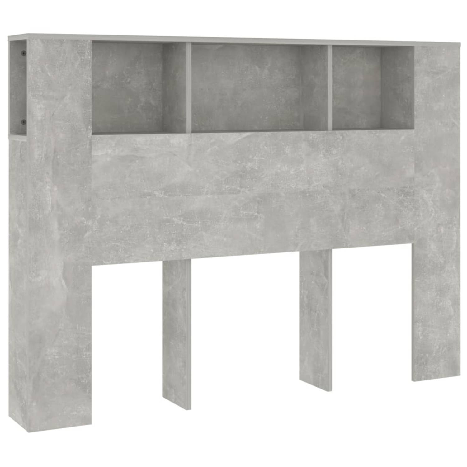 The Living Store Hoofdbordkast 140x18-5x104-5 cm betongrijs - Bedonderdeel