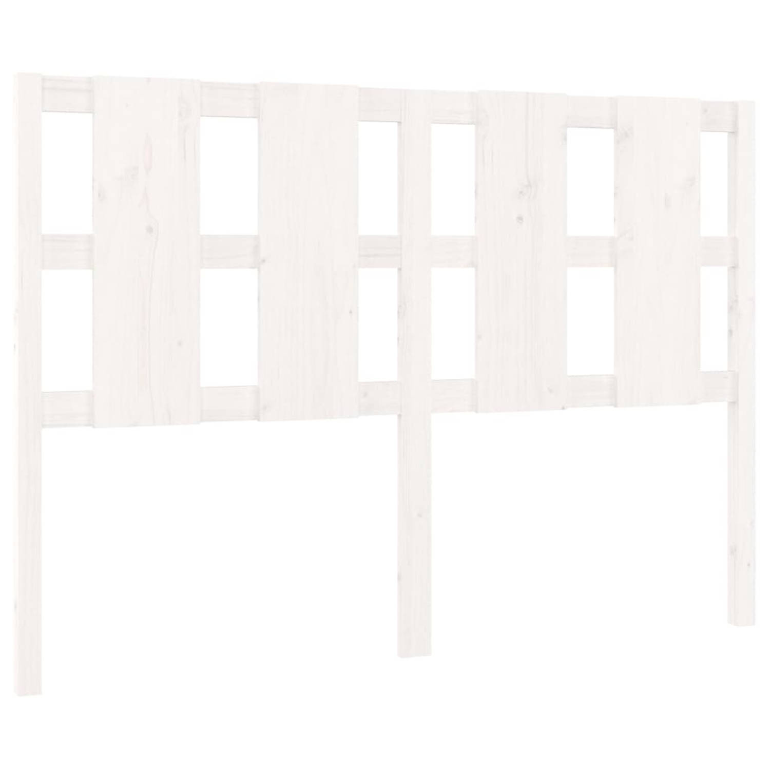 The Living Store Hoofdbord 145-5x4x100 cm massief grenenhout wit - Bedonderdeel