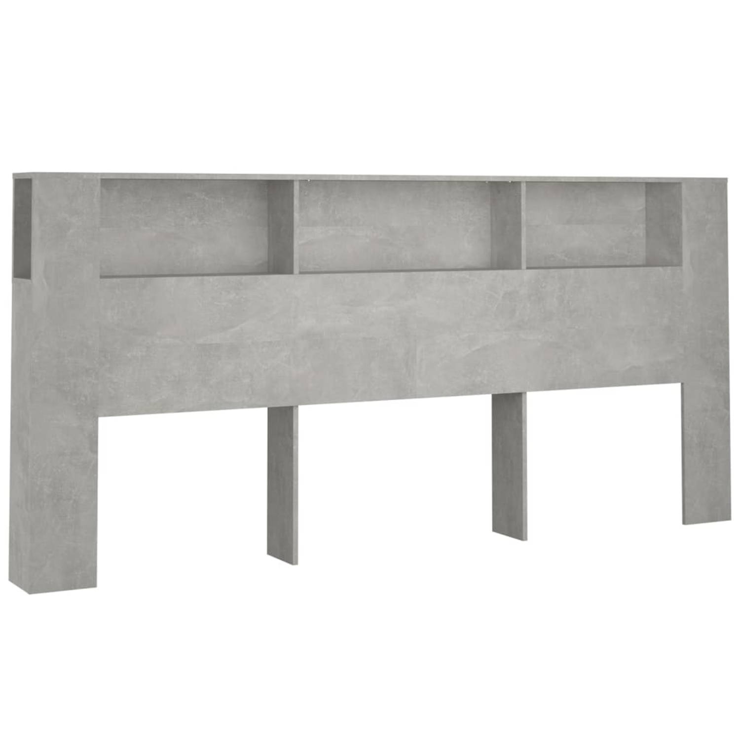 The Living Store Hoofdbordkast 220x18-5x104-5 cm betongrijs - Bedonderdeel