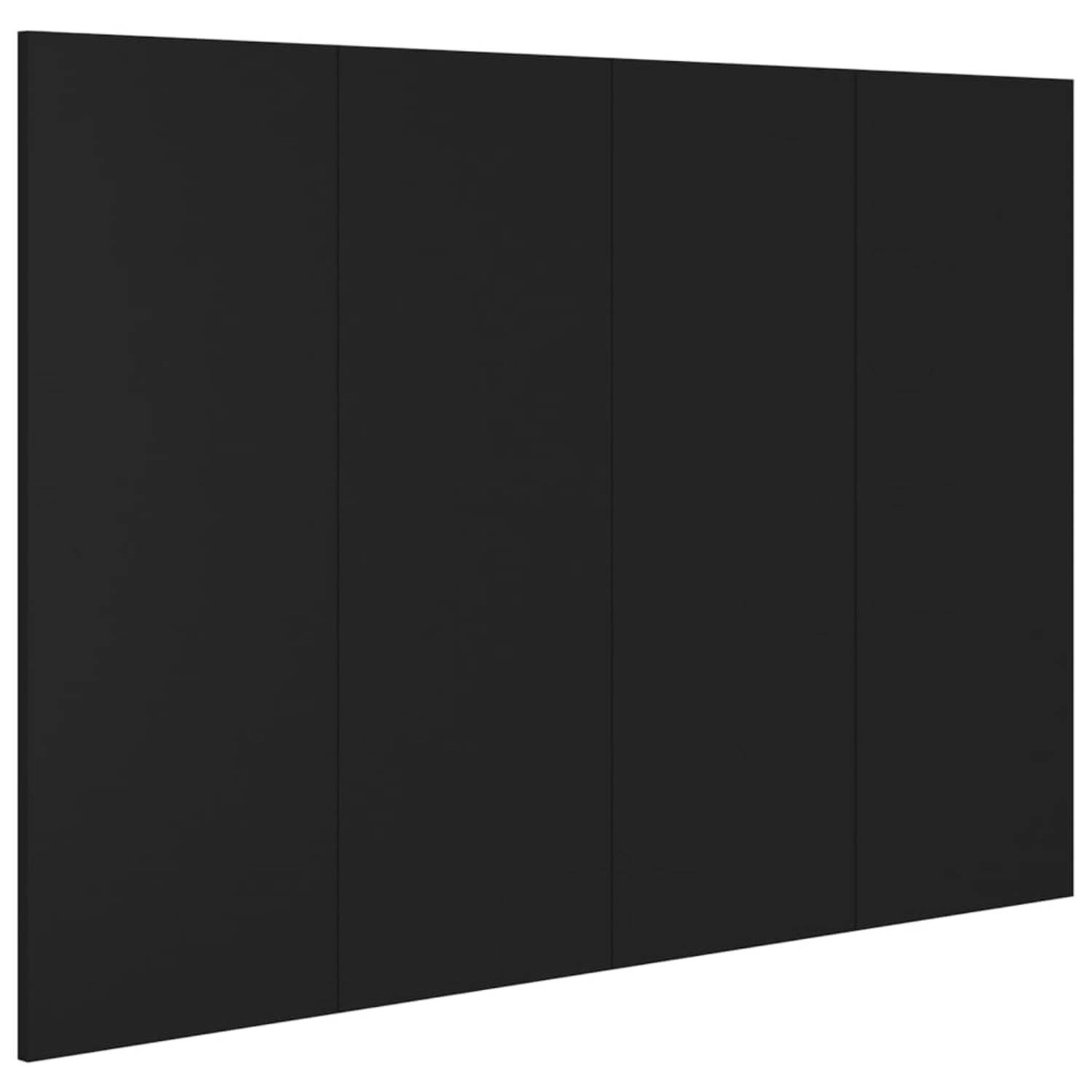 The Living Store Hoofdbord 120x1-5x80 cm bewerkt hout zwart - Bedonderdeel