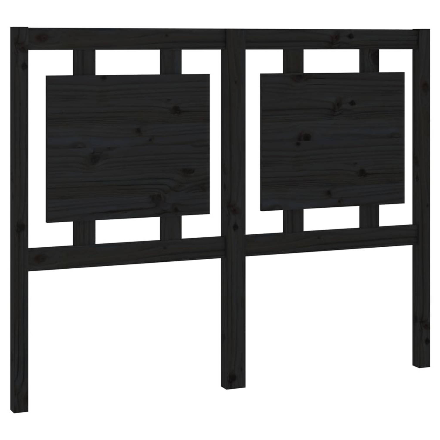 The Living Store Hoofdbord 125-5x4x100 cm massief grenenhout zwart - Bedonderdeel