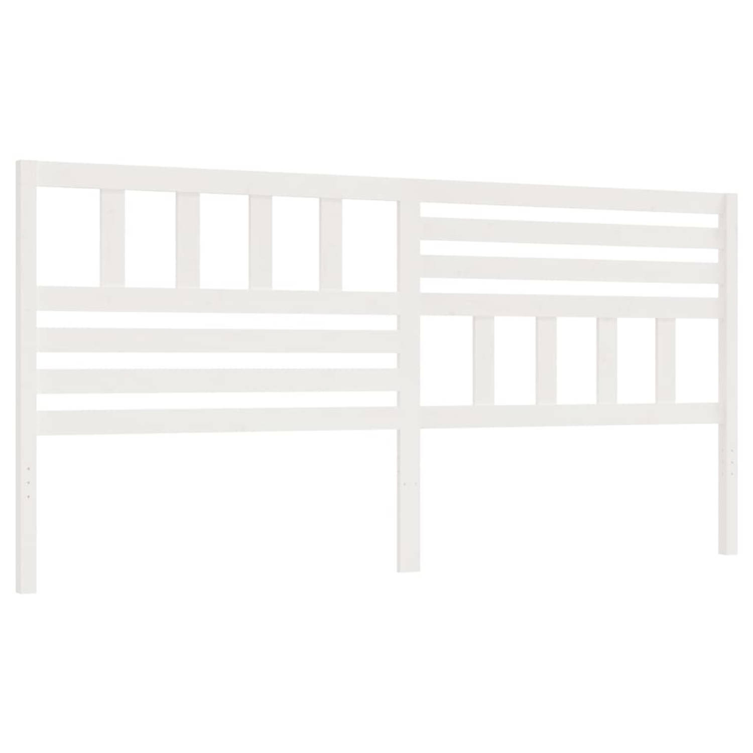 The Living Store Hoofdbord 186x4x100 cm massief grenenhout wit - Bedonderdeel